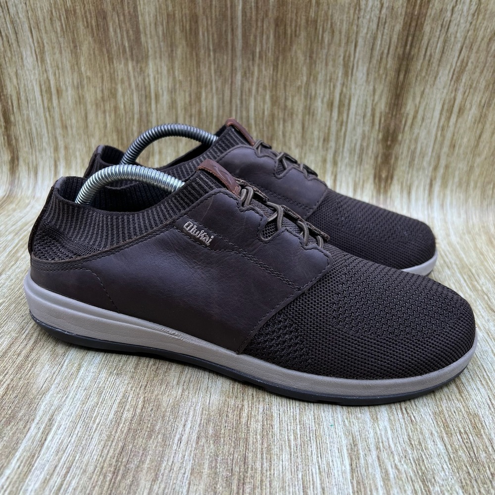 OluKai Makia Ulana Men's Size 8.5 Brown Knit‎ Slip On Loafers Casual Shoes